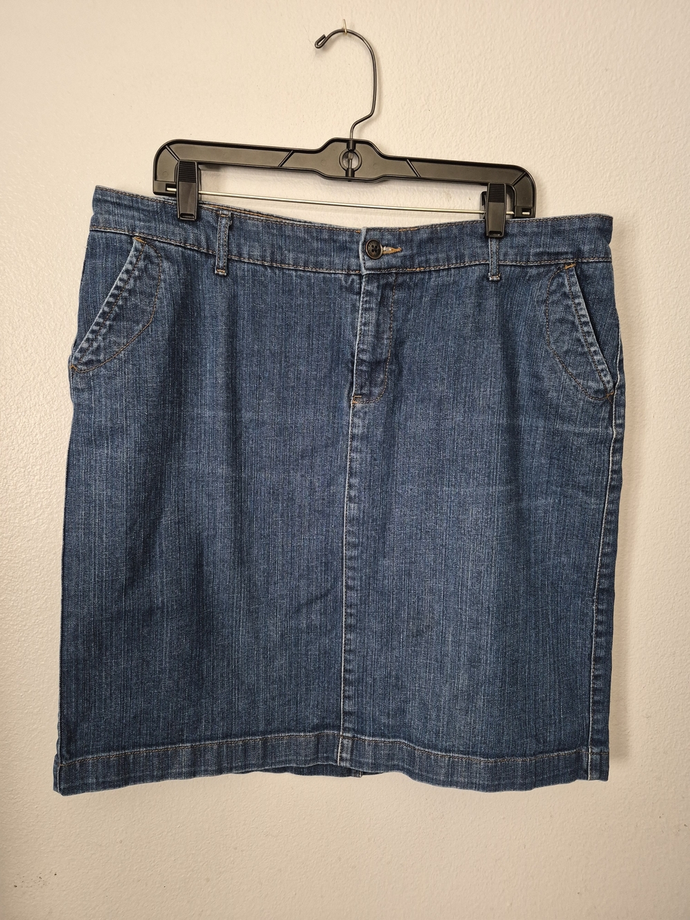 Sonoma Blue Denim Mini Skirt with Front Pockets Button Zip Closure Size 16